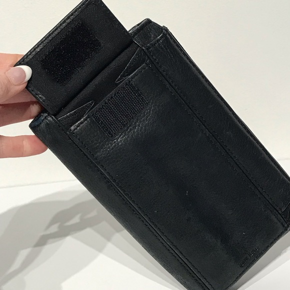 Vintage Fossil Women's Leather Wallet Black Tri Fold Flap Close Zipper Pocket - Picture 5 of 16